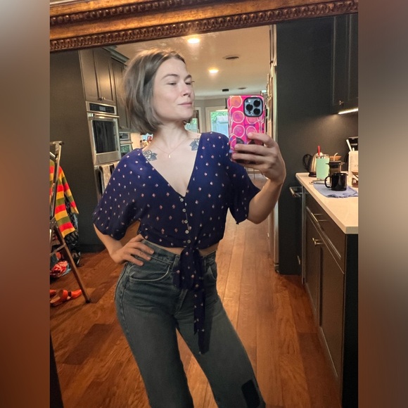 Anthropologie Printed Crop Top size M EUC - Picture 4 of 5